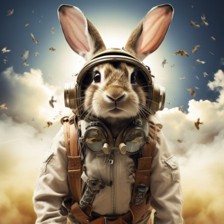 a rabbit wearing a pilot outfit.の素材