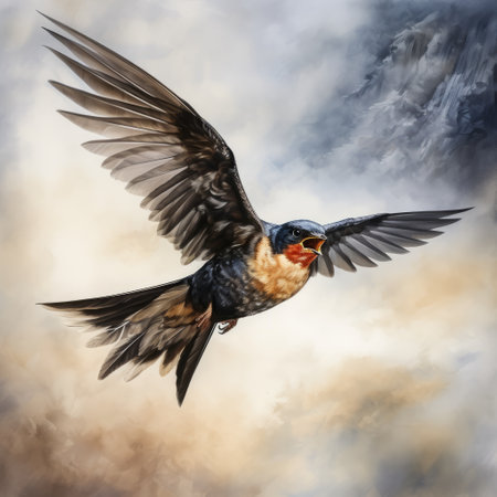 a bird flying in the sky.の素材