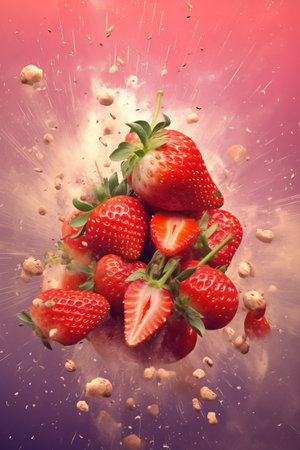 a pile of strawberries and nuts.の素材