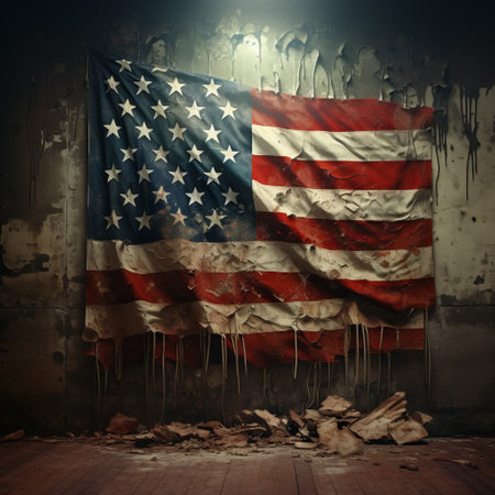 a flag on a wall.の素材