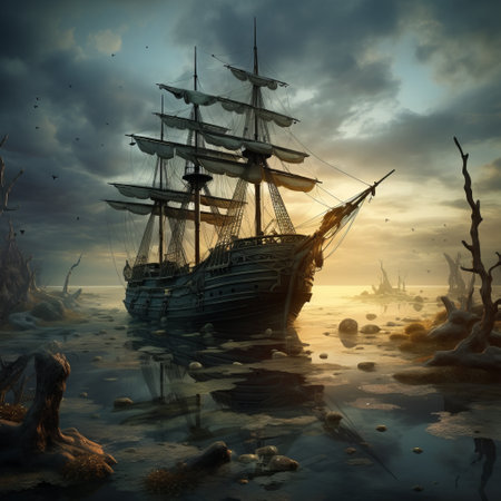 a ship in the water.の素材
