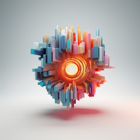 a colorful circular object with a light in the center.の素材