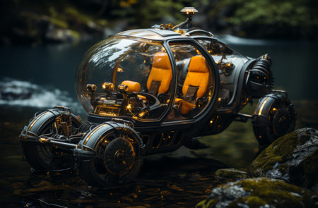 a car on the water.の素材