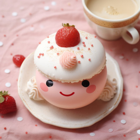 a cupcake with a face on it.の素材