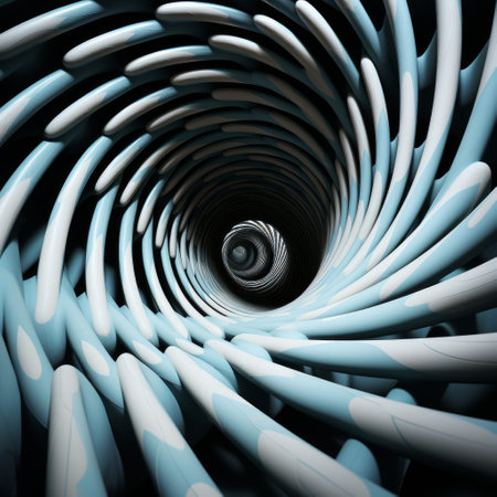a spiraling white and blue tubes.の素材
