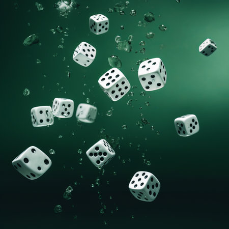 dices falling in the air.の素材