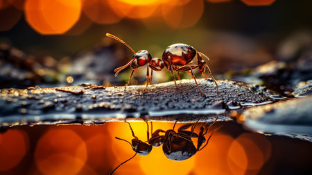 a close up of an ant.の素材