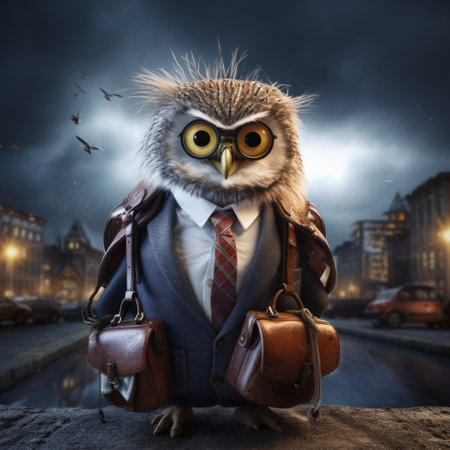 an owl wearing a suit and tie.の素材