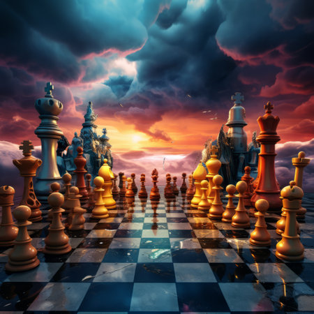 a chess board with chess pieces on it.の素材