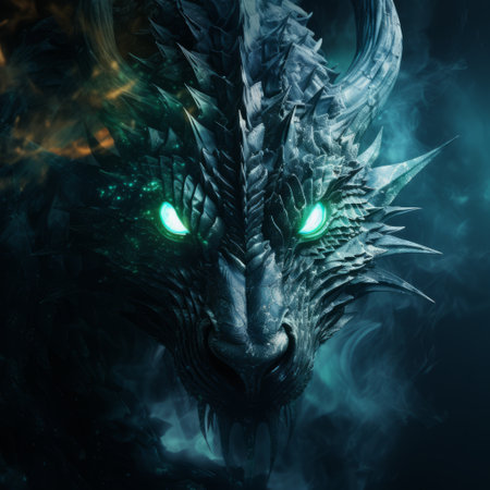 a dragon with green eyes.の素材