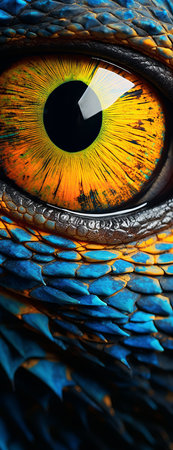 a close up of a reptile's eye.の素材