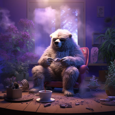 a bear sitting in a chair.の素材