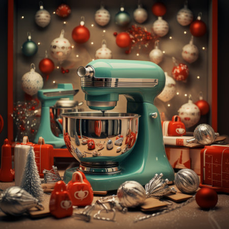 a kitchen mixer and other Christmas decorations.の素材