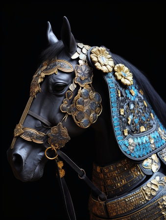 a horse with a decorated saddle.の素材