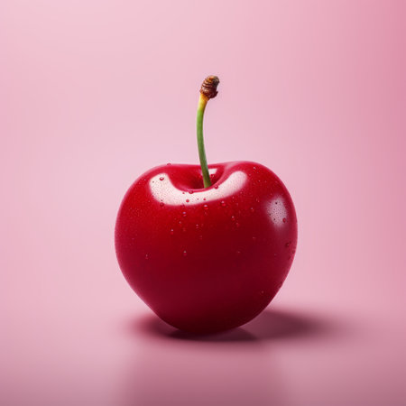 a close up of a cherry.の素材