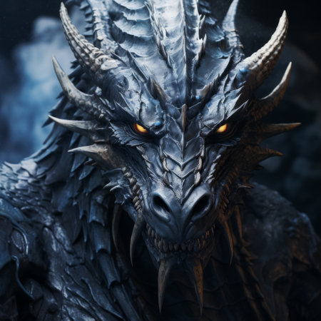 a black dragon with sharp spikes and sharp spikes.の素材