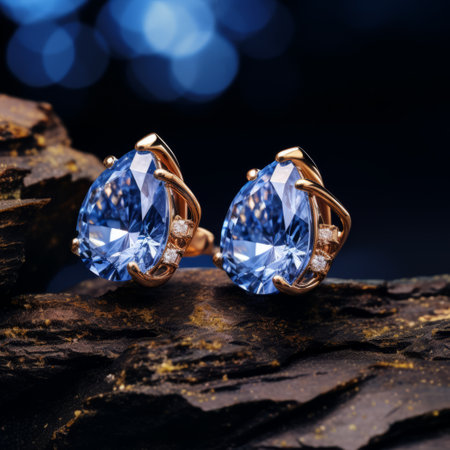 a pair of blue earrings.の素材