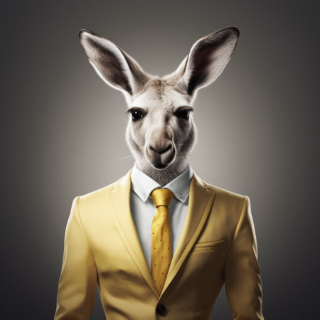 a kangaroo wearing a suit and tie.の素材