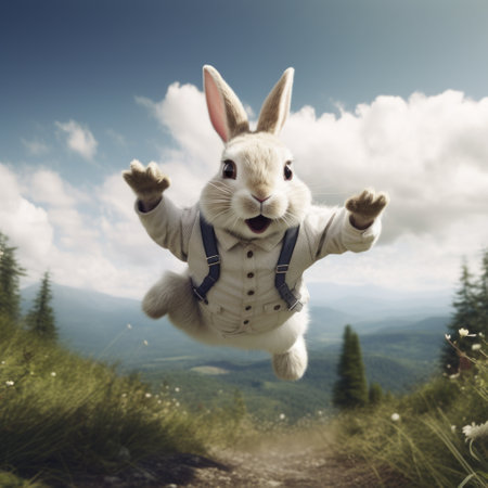 a rabbit jumping in the air.の素材