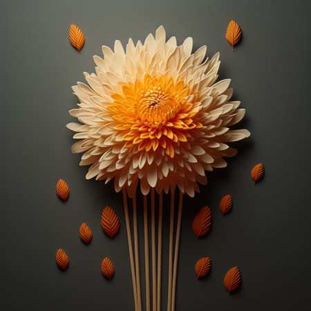 a paper flower with leaves.の素材