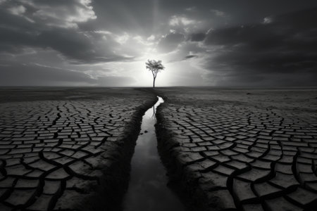 a tree in a dry land.の素材