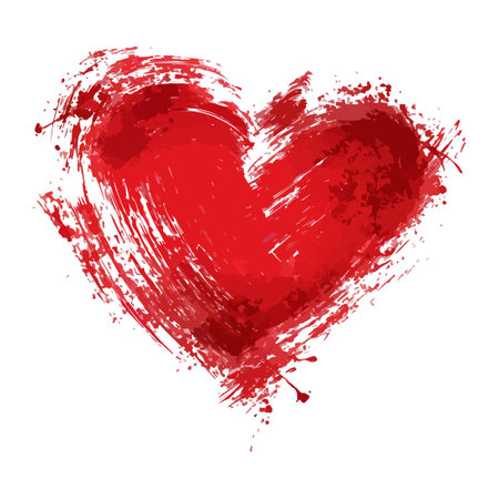 Red love heart made of rough strokes isolated over white background for Valentine's Day, wedding or other purpose.のイラスト素材