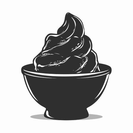 Black single gelato bowl icon. Simple modern tasty flavor flat design pictogram, clipart vector illustration.のイラスト素材