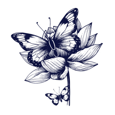 Hand drawn illustration. Bouquet of black and white colors. Greeting card. Happy Valentine's day.のイラスト素材