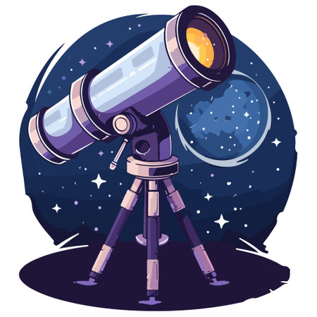 cartoon icon of a large telescope.