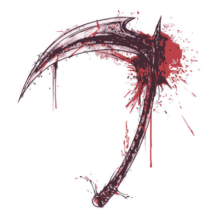 doodle scythe and blood, vector.のイラスト素材