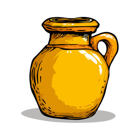 freehand drawn cartoon mustard pot.のイラスト素材