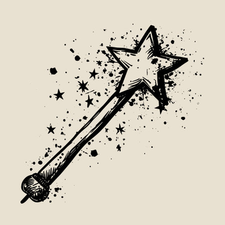 freehand drawn texture cartoon magic wand.のイラスト素材