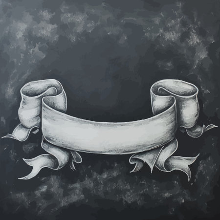 Chalk or Charcoal Ribbon Banner Sketch.のイラスト素材