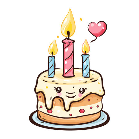 cartoon birthday cake with candles.のイラスト素材