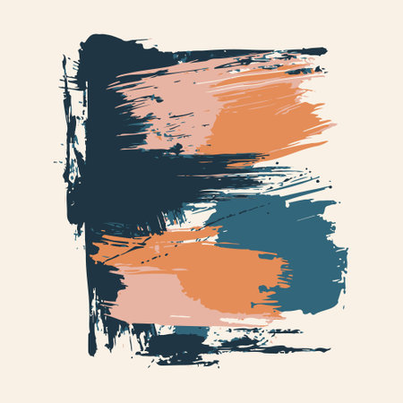 Original grunge brush paint texture design acrylic stroke poster over square frame vector. Original rough paper hand painted vector. Perfect design for headline, logo and banner.のイラスト素材