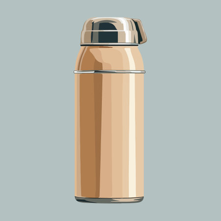 Vector metal flask for travel and walks. Kitchen item for design. Item for hot drinks.のイラスト素材
