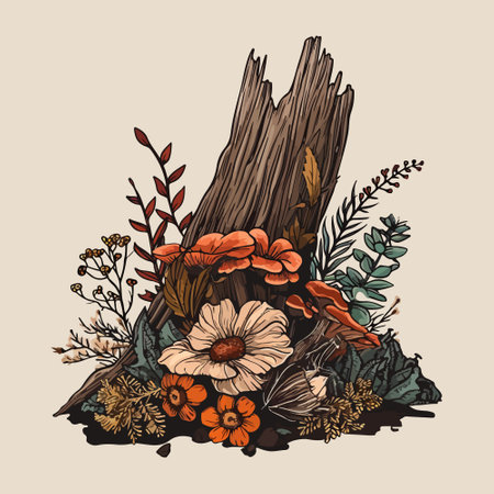 hand drawn Vector Design of a Wood Brown with a Nature Theme.のイラスト素材