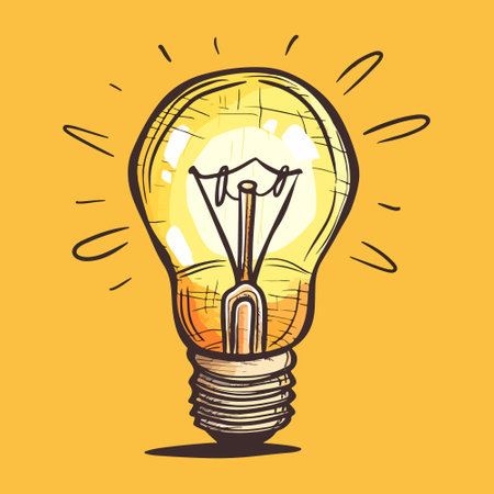 Light bulb vector image, doodle cartoon bulb illustration, hand drawn incandescent lamp.のイラスト素材