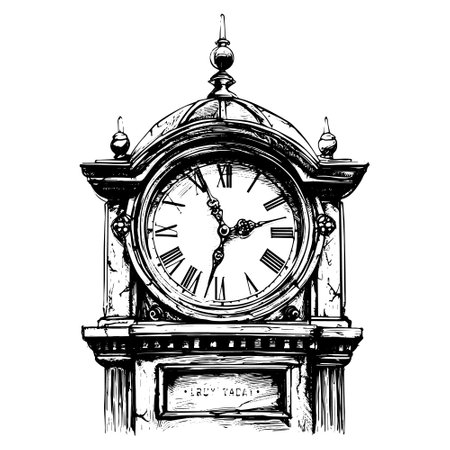 Train station clock sketch icon.のイラスト素材