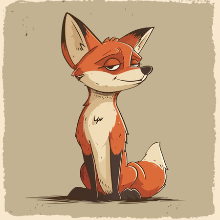 retro cartoon clever fox.のイラスト素材