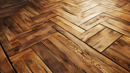 A wooden floor with a checkered pattern. The floor is made of wood and has a warm, inviting feelの素材
