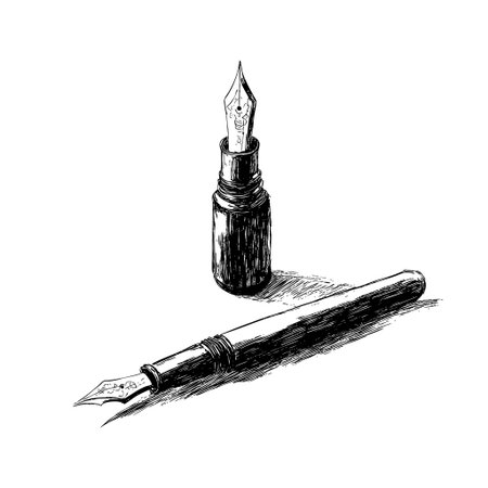 Detailed ink pen and cap illustration with elegant designのイラスト素材