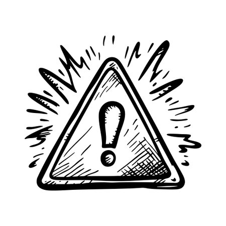 Attention-grabbing warning sign with exclamation mark and radiating linesのイラスト素材