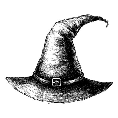 Classic witch hat with pointed top and wide brim designのイラスト素材
