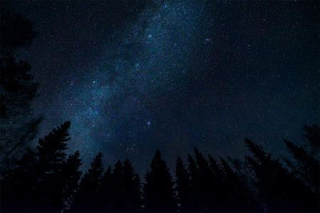 Starry night sky landscapeの写真素材