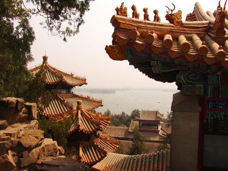 A view from the top of the hill in Beijing Summer Palace.の写真素材