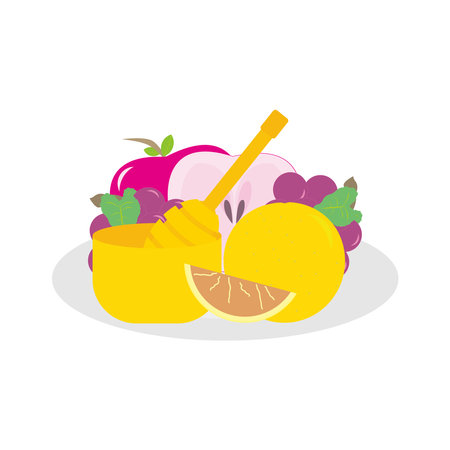 vector graphic of fruits and honey.のイラスト素材
