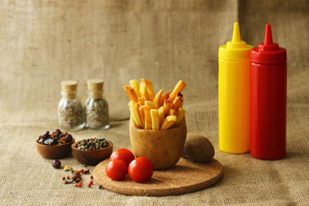 French fries in potatoの写真素材