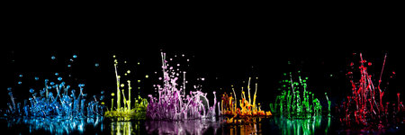 dancing colored water dropsの写真素材