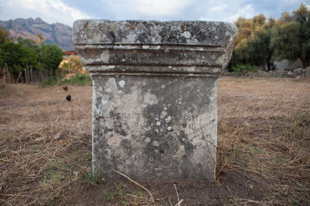 Turkey, Old greek coloumns stuck underの写真素材